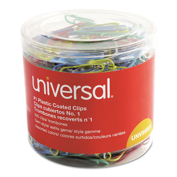 Universal® Plastic-coated Paper Clips, Small (no. 1), Assorted Colors, 500-pack freeshipping - TVN Wholesale